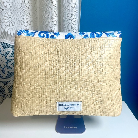 Dolce & Gabbana-Light Blue Makeup pouch. Woven pattern. 7 H x 9.5 L - Picture 4 of 4